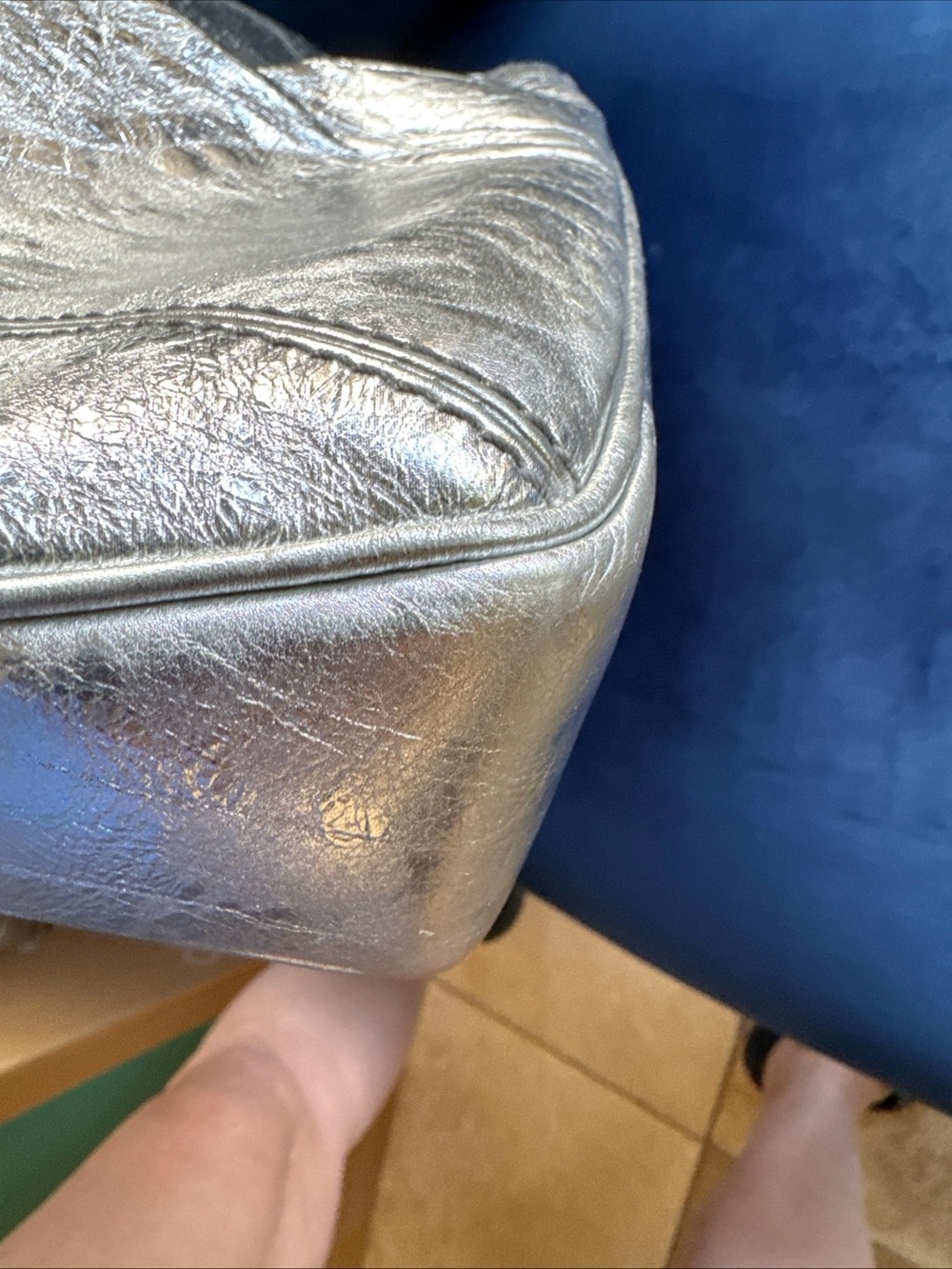 Versace Silver Metallic Structured Satchel - Picture 9 of 15